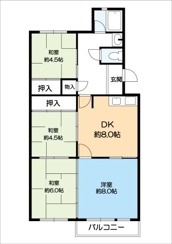 上高丸住宅1号棟の間取り|４DK
