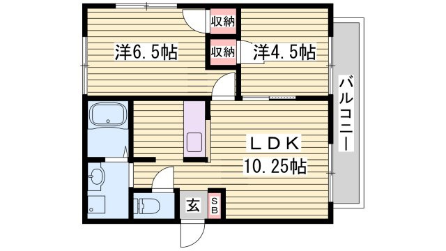 アメニティ寺前Ｂ棟の間取り