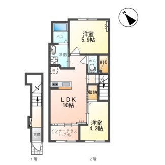 【間取り】 | メルヴェーユ天童A