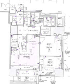 【間取り】 | ジオタワー堺筋本町 | 【間取り】17F・北東角部屋！高層階につき見晴らしも良好です◎	