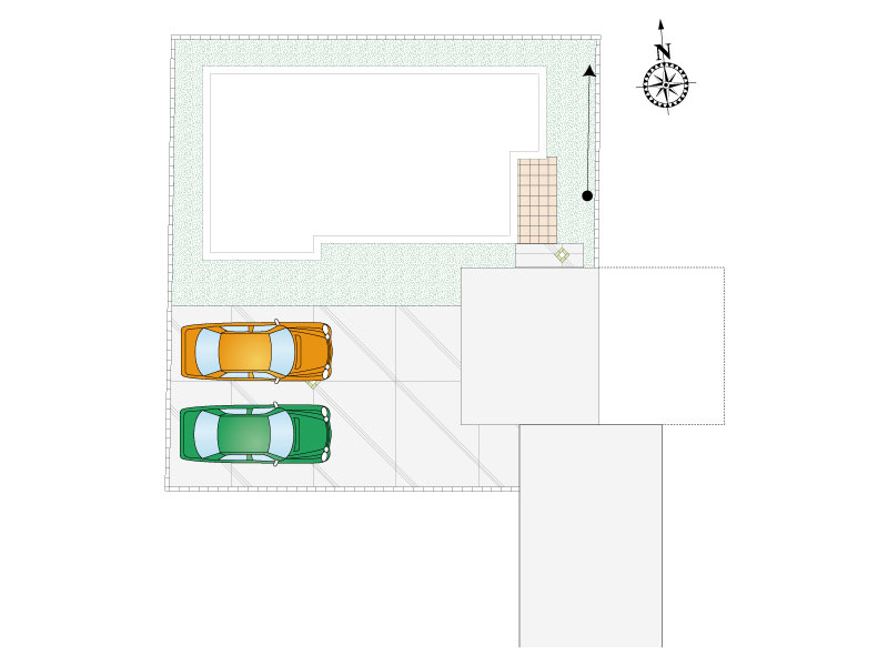 行田市谷郷３丁目６区画 39期 1号棟 　配置イメージ　車２台駐車可能！