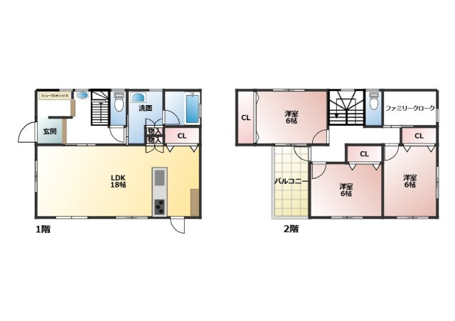 【間取り】 | 姫路市白浜町宇佐崎北3丁目　中古戸建 | 3SLDKでファミリークローク付きです