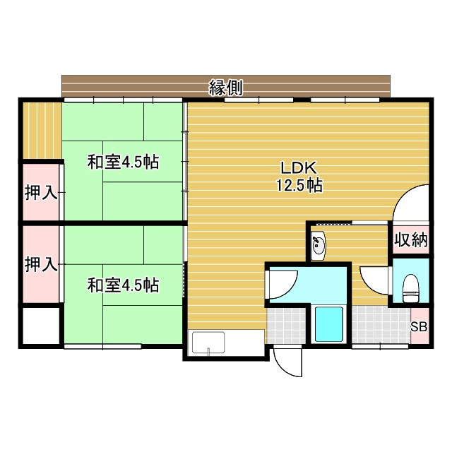 刀根山平屋貸家の間取り