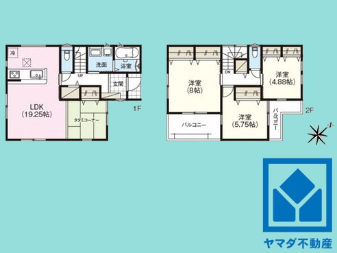 八幡市八幡山田　第3　3号棟の間取り