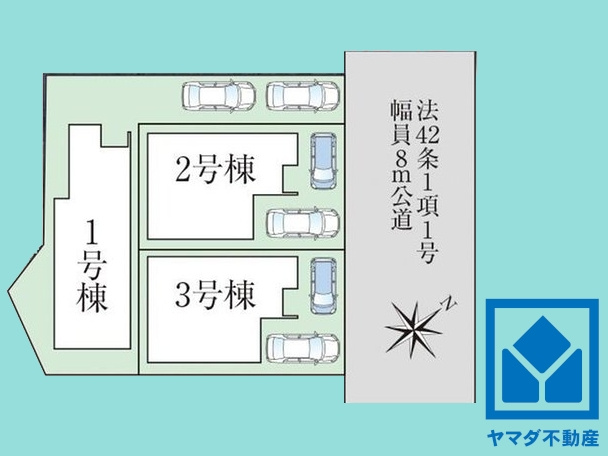 八幡市八幡山田　第3　3号棟の区画図