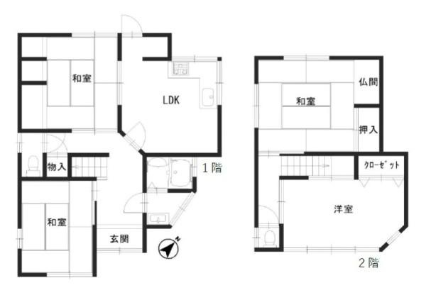 生駒市壱分町　一戸建の間取り
