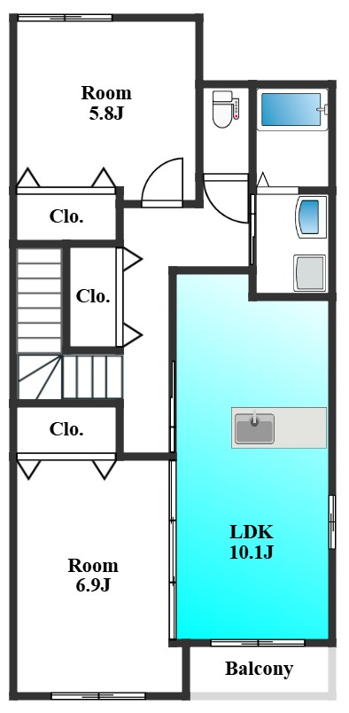 高崎市日高町のアパートの間取り