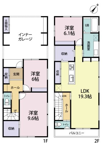 中央区関屋田町3丁目　2号棟　新築戸建の間取り