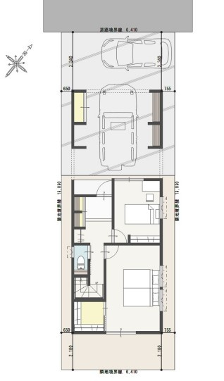中央区関屋田町3丁目　2号棟　新築戸建の区画図