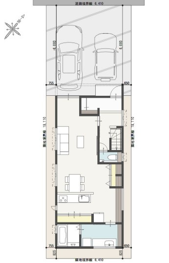 中央区関屋田町3丁目　3号棟　新築戸建の区画図