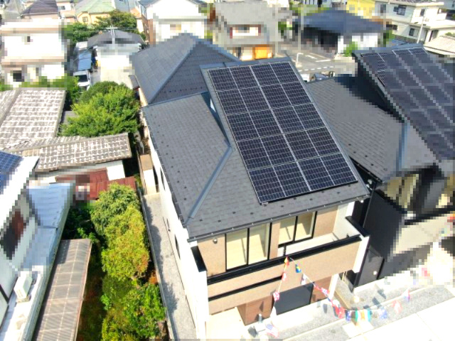 上尾市上10期の外観|太陽光パネル標準装備のECOなお家です♪
