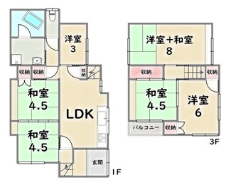 【その他】 | 右京区花園岡ノ本町　建築条件なし | 現況間取り