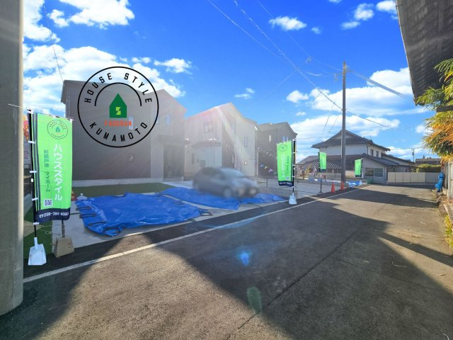 菊池郡菊陽町原水第1-3棟（A号棟）の前面道路含む現地写真|見学の時間などお気軽にお問い合わせ下さい。