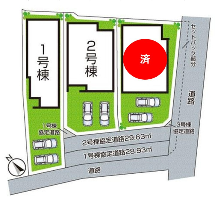 加古川市野口町坂元　新築一戸建ての区画図|全３区画
