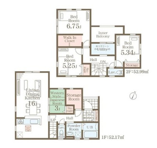 【間取り】 | 新築　新潟市西区寺尾上第3  1号 | 4LDKS＋WIC＋ストレージルームの間取りです、駐車スペース3台可