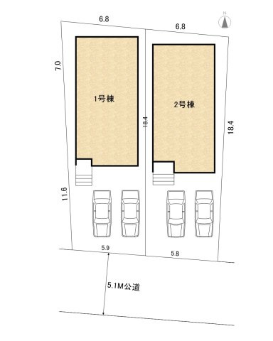 高浜市春日町　全2棟　1号棟の区画図