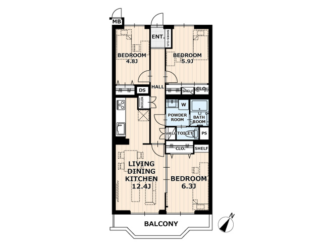 【間取り】 | 志木ニュータウン南の森弐番街8号棟　(丸井志木店) | ペットと暮らせるペット飼育可能マンションです！南東向きのため室内が明るく快適にお過ごしいただけます。