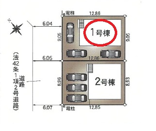 中央区萩丘第2の区画図|１号棟になります。