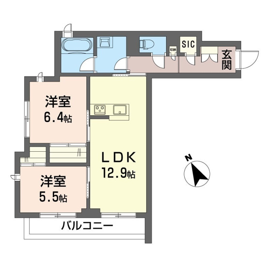 【間取り】 | イリオス【SHM】 | お部屋はカップルさんや新婚さんに人気の2LDKタイプ♪