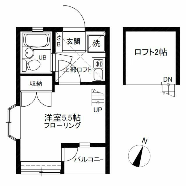 南東向き１Ｋ・ロフト付き