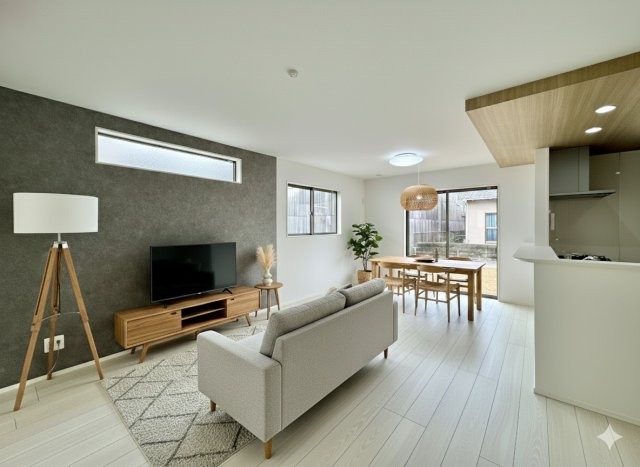 中央区萩丘２期　全1棟の居間・リビング|LDKに家具を配置してみたイメージ画像です。