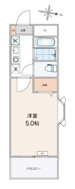 角部屋の明るい１Ｋタイプ