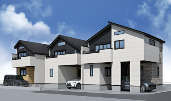 練馬区石神井町8丁目　21帖超リビング　ロフト×車庫付き戸建の外観パース