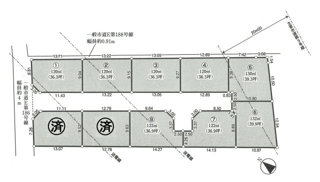 武蔵村山市岸1丁目　土地全10区画の区画図