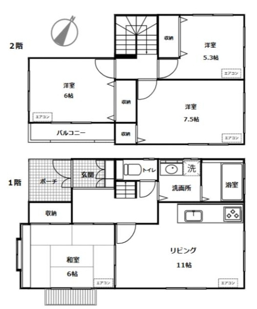 山武郡九十九里町片貝　中古住宅の間取り|図面と現況に相違がある場合、現況を優先致します。