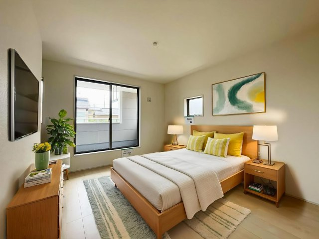 長野市箱清水第２の洋室|１号棟　日当たり風通しともに良好！明るく朝を迎えられるつくりになっています♪　　※ CGで家具を配置しています