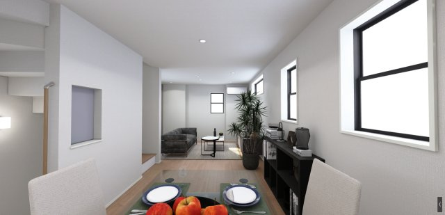 中野区丸山1丁目 全3棟 3号棟の完成予想図|3号棟　リビング
完成予想図　イラストは図面を基に起こしたもので実際のものとは多少異なる場合がございます
