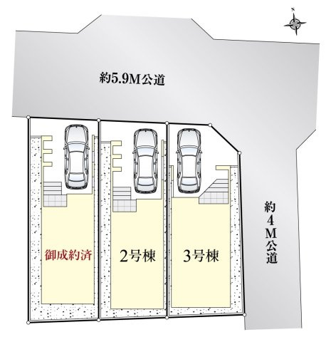 中野区丸山1丁目 全3棟 3号棟の区画図|北東角地を含む全3棟です
広々LDK　豊富な収納スペースあり
ゆとりある邸宅が誕生します♪