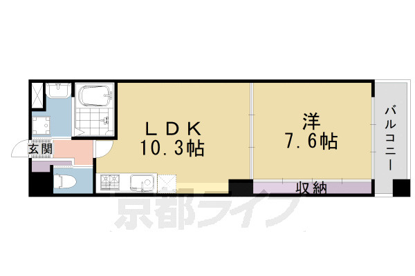 SILK HOUSEとなみ 2号館の間取り|【別タイプ1LDKの間取りです】