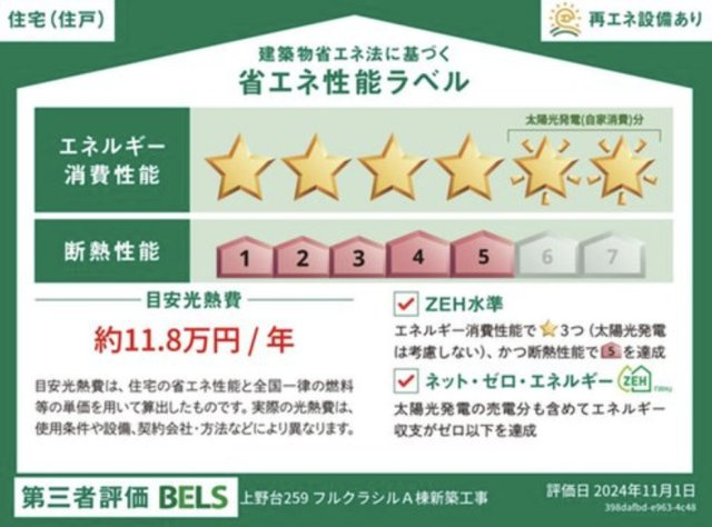【省エネ性能ラベル】 | 深谷市上野台259　フルクラシル　新築戸建　全2棟　B号棟