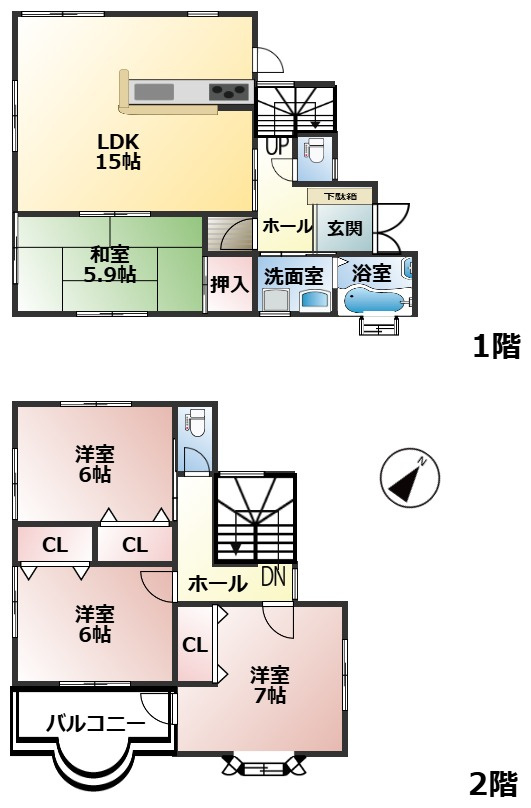 大津市木の岡町中古戸建の間取り