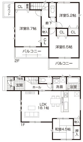 ファーストタウン海部郡第蟹江町今西　全2棟　新築戸建の間取り