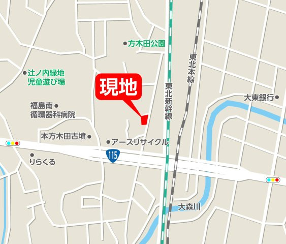 新築戸建・建売　福島市方木田辻　QUADRIFOGLIO　限定1棟の地図