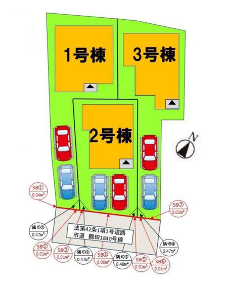 【区画図】 | 福岡市南区鶴田4丁目4期　2号棟（全3棟）【仲介手数料無料・0円】 | 区画図です。2号棟