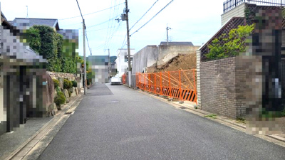 【前面道路含む現地写真】 | 夙川・松ケ丘町土地 | 道路幅員約6ｍ