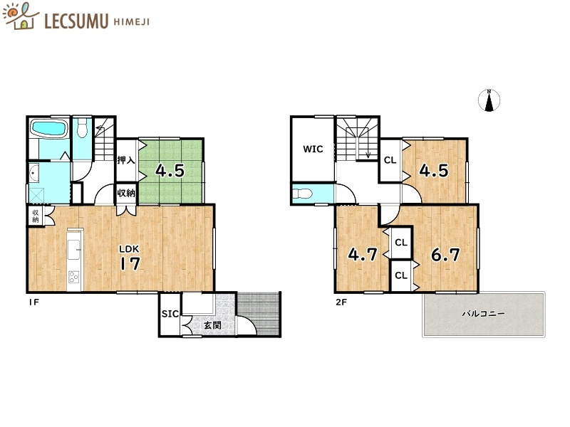 姫路市飾磨区加茂／中古戸建の間取り