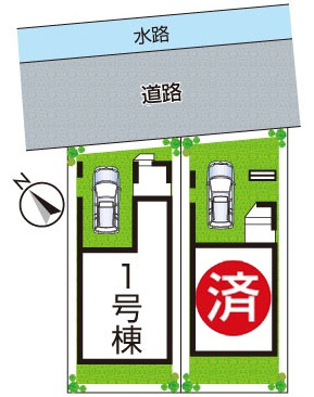 大阪狭山市池尻北　新築一戸建ての区画図|全２区画