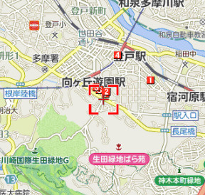川崎市多摩区東生田１丁目のアパートの地図