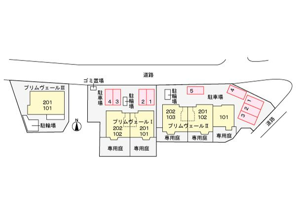 プリムヴェールⅠの駐車場