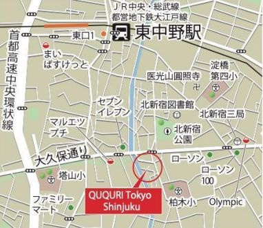 QUQURI Tokyo Shinjukuの地図