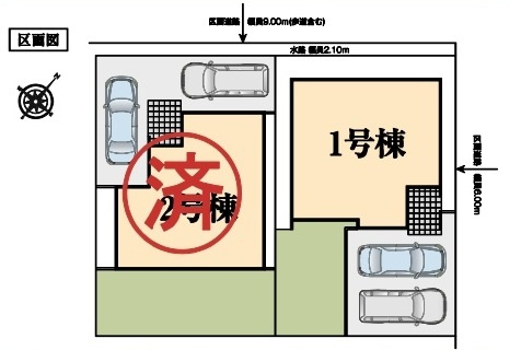 【仲介手数料無料】新築後未入居戸建　熊谷市石原816-12（全2棟）の区画図