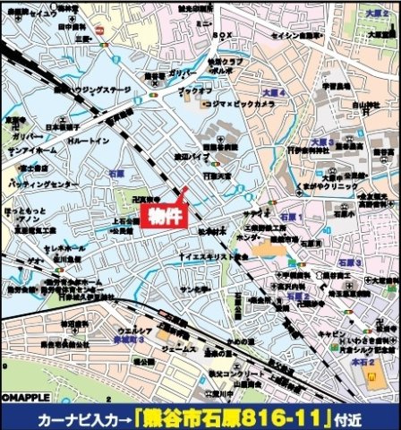 【仲介手数料無料】新築後未入居戸建　熊谷市石原816-12（全2棟）の地図