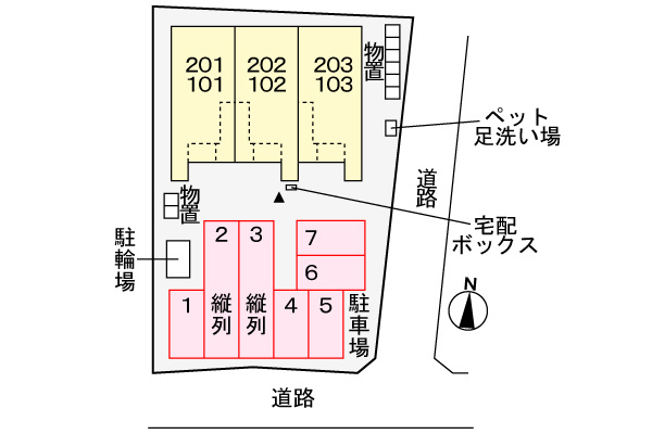 ノースツー　ヴィラの区画図|春江駅まで1200m