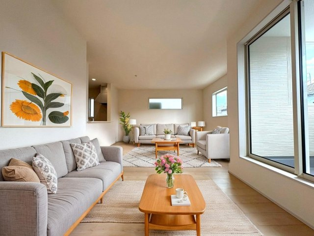 静岡市葵区羽鳥５丁目　新築戸建　全２棟　１号棟の前面道路含む現地写真