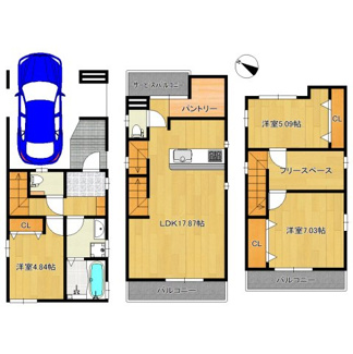 【間取り】 | 池尻北１丁目　新築分譲住宅　全２区画 | 【３ＬＤＫの暮らしやすい間取り】子供部屋や趣味のお部屋も作れますね♪資料請求だけでもお気軽にお問い合わせください！