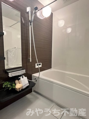 大石北町新築戸建の浴室|ミストサウナ機能付き浴室暖房乾燥機付です